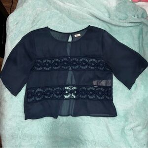 Hollister Navy Ladies Blouse with Lace Accents